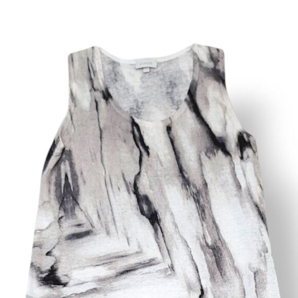 NEW Kinross Cashmere 100% Linen Waterfall Print Tank Dress Grey Combo Size Large - Picture 3 of 8
